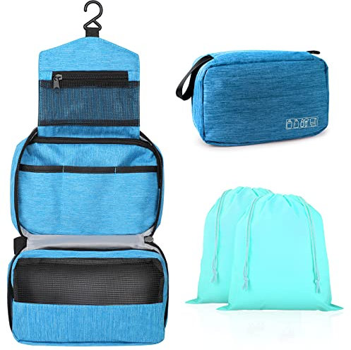 Sciphylia Kulturbeutel zum Aufhängen Wasserdichter Kulturtasche Damen Waschtasche Frauen Kinder Kosmetiktasche Herren Waschbeutel Tragbar Toiletttasche Multifunktional Kosmetik Organizer, Himmelblau