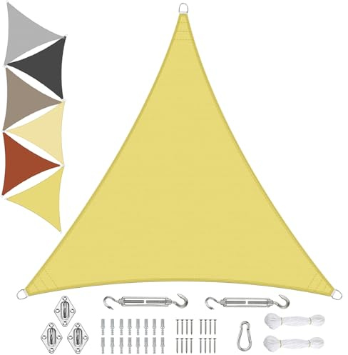 Sichtschutz Sunshade Awning 7x7x7M, Canopy Pergola Covers, 90% UV Protection, With Fixing Kit, for Outdoor Patio Garden - sandy yellow