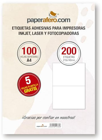 Etiketten Selbstklebend Bedruckbar A4 Paperafero | 200 adressetiketten selbstklebend 210x148mm | Aufkleber zum beschriften | Aufkleber Selbst gestalten