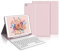 Coque Clavier pour iPad 6/5 EME Generation/Pro 9.7/Air 2/Air 1 9.7, Étui Keyboard 7 Couleurs Rétroéclairées AZERTY Layout sans Fil Bluetooth Amovible avec Porte Crayon pour iPad 9.7 2018, Rose Clair
