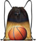 Rucksack mit Basketball-Arena-Aufdruck, Kordelzug, wasserdicht, Sport, Turnbeutel, Yoga-Tasche für Männer und Frauen, Schwarz , S
