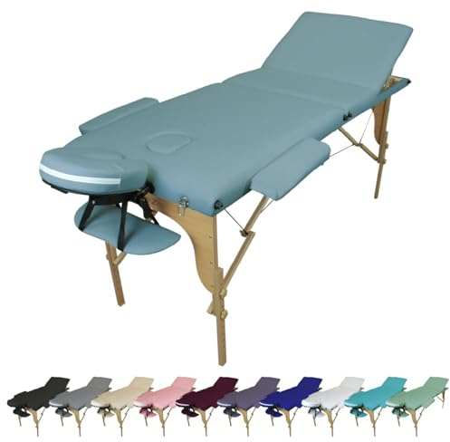 Vivezen - Klappbare 3-Zonen-Massageliege aus Holz mit Reiki-Panel + Zubehör und Tragetasche