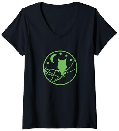 Eule im Baum für Naturfreunde, Eulenfreunde, Vogelschützer T-Shirt mit V-Ausschnitt