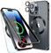 LS LANGSHUN Metall Magnetische Hülle für iPhone 12 Pro 6.1 [Sicherheitsschloss] [Original Metallrahmen-Stoßstange] [Eingebaut Kameraschutz ] Durchsichtige Handyhülle, Kratzfeste Rückseite, – Schwarz