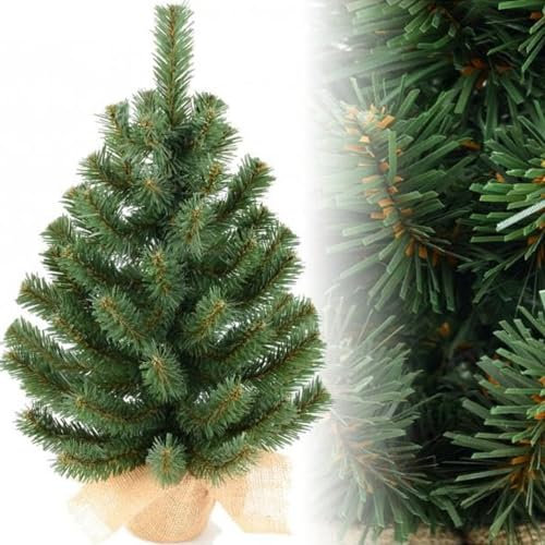 Weihnachtsbaum YOURSGARTEN - Tanne, Jutebasis, künstlicher grüner Tannenbaum 50cm
