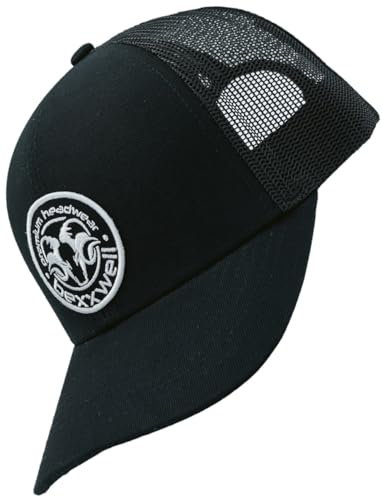 Bexxwell Trucker Cap/Baseball Cap Schwarz mit Logo-Patch (optimale Passform, Kappe, Black, Truckercap, Logo, Cap, Unisex)