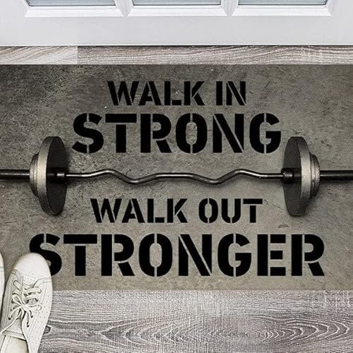 MIAOMANSENSTORE Fußmatte innen außen fussmatte Walk In Strong Walk Out Stronger Fußmatte, Gymer Fitness Welcome Home Fußmatte Deko Wohnzimmer, TTha-4778