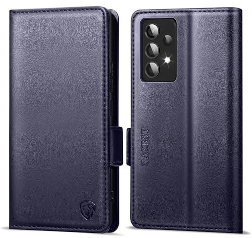 CASBST Handyhülle für Samsung Galaxy A52/A52s 4G/5G Hülle Premium Leder Schutzhülle Klappbar mit Kartenfach Ständer Magnet Handytasche mit RFID Flip Case Cover Klapphülle für Samsung A52/A52s Blau