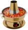 Hornillo de 2,3 L de carbón vegetal chino con cuchara para chimenea, para excursiones, picnics, reuniones, fiestas (color latón)