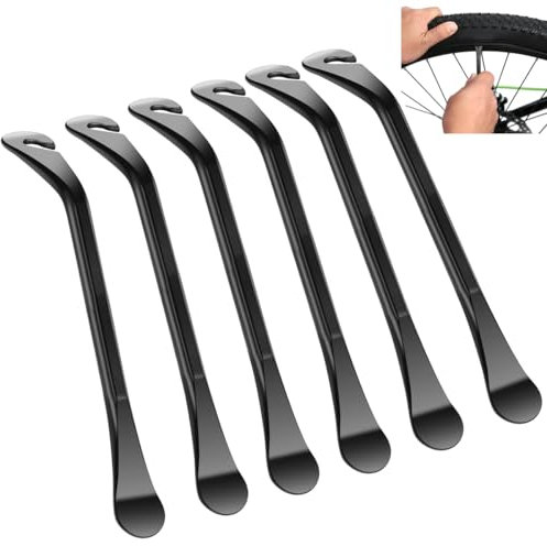 6 Stücke Reifenheber Fahrrad Metall, Metall Reifenheber Reparatur, Kohlenstoffstahl Reifen Hebel, Ergonomisch Reifenheber Metall für Fahrrad Reifenwechsel Werkzeug,Fahrrad Reifenheber,Schwarz