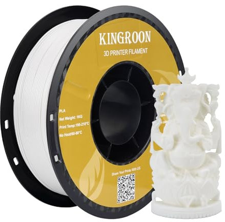 Kingroon 3D-Drucker-Filament, 1,75 mm PLA-Filament, 1-kg-Spule (weiß)