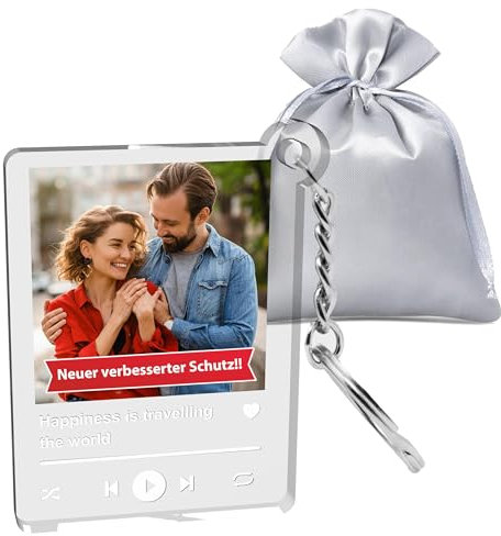 MyPrezzie Personalisierter Spotify Schlüsselanhänger im Song Cover Design | Jahrestag Geschenk | Partner Geschenke | Schlüsselanhänger mit Foto (Song Cover Anhänger)