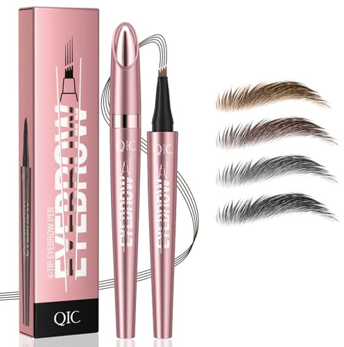 RZJZGZ Magic Eyebrow Pencil - 4 Micro-Fork Tip, 3D Waterproof Eyebrow Pen, Creates Natural Long-Lasting Brows for Makeup Beginners (Dark Brown)