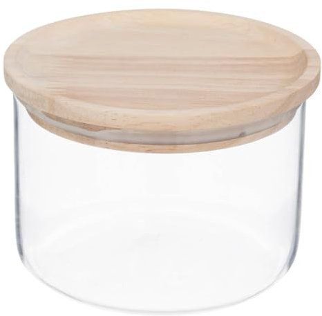 5five - glas hermet 0,3l mit hermetischem deckel aus gummibaumholz