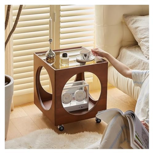 MNBVH Beweglicher Beistelltisch, Massivholz-couchtisch, Beistelltisch, Wohnzimmer, Haushalt, Retro, Abnehmbares Sofa, Ecktisch, Antiker Nachttisch, Beistelltische Für Kleine Räume
