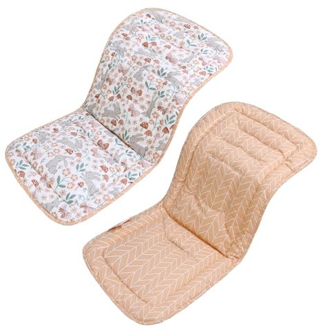 LAT Universal Sitzauflage Kinderwagen, Baumwolle Doppelseitig Verwendbares Sitzeinlage für Kinderwagen, 78x34cm Universal Kinderwagen Einlage für Babyschale Buggy (Kaninchen)
