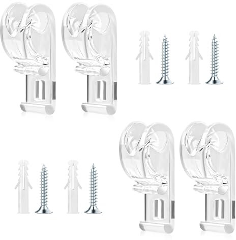 8 Pcs Curtain P Clip Blind Cord Holder Roller Shade Clear Saftey Chain Retainer and Cord Guide Fixation Hook Bead Chain Tension Device with Screws for Roller Vertical and Roman Shades