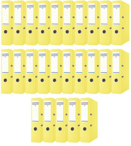 DONAU Master Ordner Breit 25er Pack/DIN A4 / 7,5 cm / 25 Stück/Gelb/Kunststoffbezug PP/Carton Papier Schlitzordner Büroordner Aktenordner Ringordner/Grünen Punkt