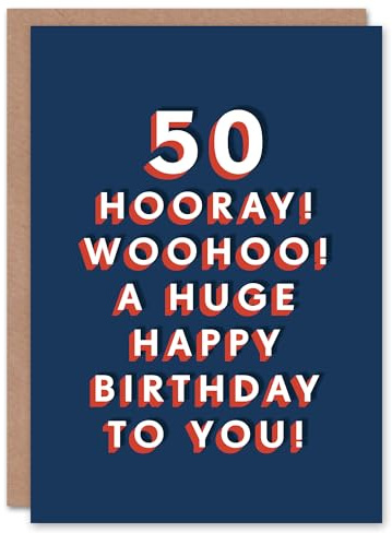 Artery8 Hooray Huge Happy 50 Year Old Milestone 50th For Him Birthday Card