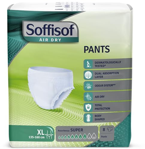 Soffisof Air Dry Windelpants für Erwachsene Super XL - Inkontinenz Pants - Einzelpackung mit 8 Windeln, 8 Tropfen - Windeln Pants