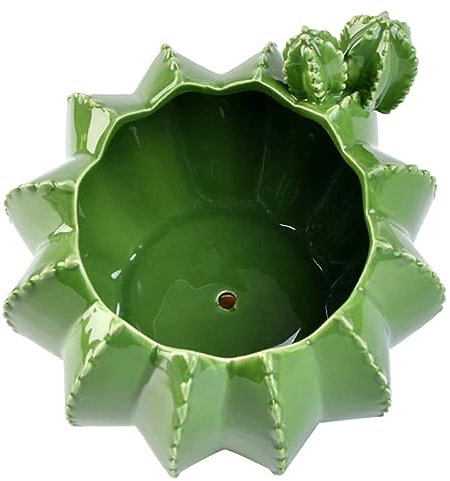 BESPORTBLE Maceta de Cerámica Forma de Cactus Contenedor Decorativo para Suculentas y Plantas Adorno para Interiores Pequeños
