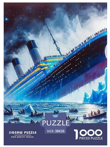 Puzzle 1000 Pieces Titanic Brainteasing Ship Fully Interlocking for Impossible Puzzles for Adults Jigsaw 38x26cm/1000pcs