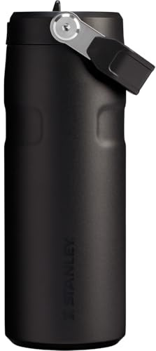 Stanley Flip Straw 2.0 Sports Water Bottle with Straw 0.47L - 8 Hours Cold - 40 Hours Iced - Stainless Steel - BPA Free - Leak Resistant - Fits in Cup Holder - Dishwasher Safe - Black 2.0