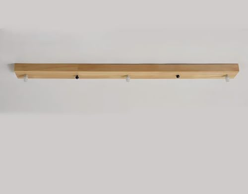 AstrizLamp 3 Loch Deckenbaldachi Naturkautschukholz Baldachin Lampen 70cm Rechteckig Deckenrosette Chassis Holz Kabelabdeckung Deckendose Hängeleuchte-Lampenbaldachin Kit Alle Lampen Geeignet