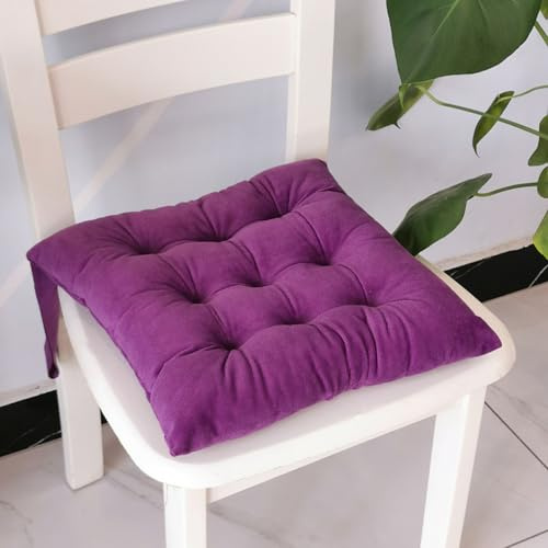 Sitzkissen für Esszimmerstühle, 40 x 40 cm, mit verstärkten Bändern, 8 cm dick, Büro- und Gartenstuhlkissen, Yoga- und Bodenkissen für Komfort, Lila, 4 Stück