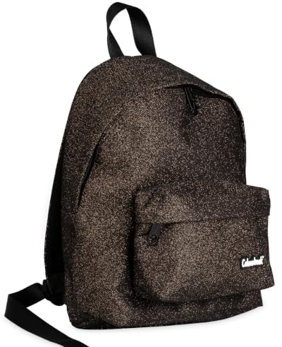 Colourbook Zaino Scuola Standard 23L Glitter (Bronze) | Spallacci Imbottiti, Poliestere luccicante, Monocolore, Tasca frontale zip, Misura 24x31x41 cm, Ragazze medie superiori