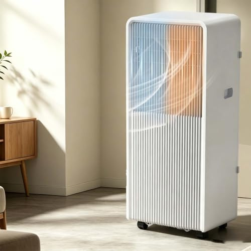 Unidad de aire acondicionado portátil, inversor de CA móvil para refrigeración, calefacción, deshumidificación y ventilación, panel de control inteligente, filtro de polvo y ruedas de 360°