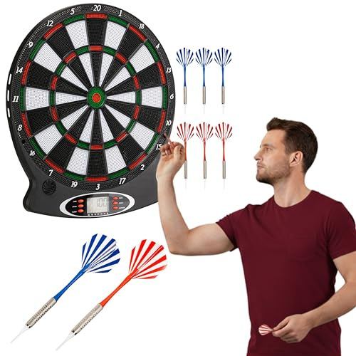 Outtec Dartscheibe Elektronisch - Elektronik Dartautomat, Dart Set mit Darts, Spitzen, LED-Anzeigen, Elektronische Dartscheibe für 1-8 Spieler, Dartautomat und Dartpfeile, E Dartscheibe