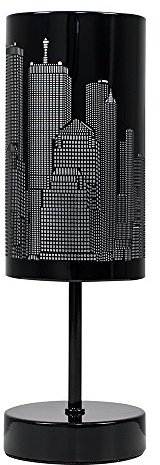 MiniSun | Modern Gloss Black Touch Table Lamp with New York Skyline Shade | Table Lamps, Home Décor & Improvement Essential