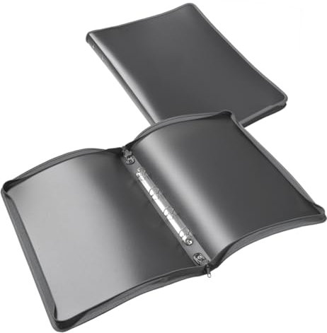 Foldersys Reißverschluss-Mappe A3 PP anthrazit transluzent 4-Ring-Mechanik Zip grau