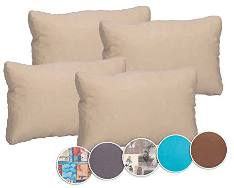 Beo Palettenkissen Set - 4 Rückenkissen 60x40 wasserabweisend | Made in EU Palettenkissen Outdoor UV-beständig Beige | Rückenlehne Kissen für Europalette| Polster Outdoor für Palettenmöbel