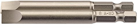 Draper 64310 8mm 1/4 Hex Plain Slot Insert Bit 75mm Long (2 Piece)