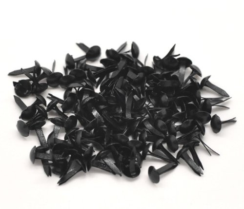 100 Black Pastel Round 9mm x 5mm Brads (Bradlets) for Scrapbook Art and Decoration Crafting
