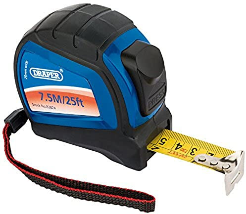 Draper 82824 - Metro a nastro professionale, 7,5 m, nero e 7,5 m