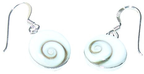 Janni-Shop-Ohrschmuck Operculum (Shiva - Auge) 925er Silber Ohrringe - Ohrhänger rund mit Blume des Lebens ca. 10 mm