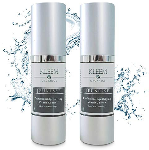 Kleem Organics 20% Vitamin C-Serum für das Gesicht mit Hyaluronsäure, Vitamin E und Aloe – Natürliche Formel zur Reduzierung dunkler Flecken, Fältchen und Hautunreinheiten – 2er-Pack