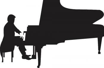 Aufkleber Applikation - Klavier - Klavierspieler - Pianist - AP0663 - versch. Größen Farbe schwarz, Größe 40cm