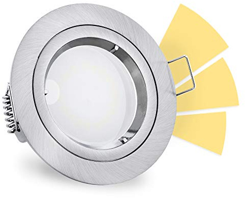 linovum fourSTEP LED Einbauleuchte dimmen ohne Dimmer - LED GU10 5W warmweiß 230V - runder Einbauspot in Alu gebürstet