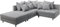 DELIFE Eckcouch Clovis Grau Flachgewebe mit Hocker Ottomane Links modular