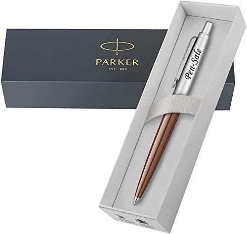 Personalised Engraved Premium Parker Jotter Ballpoint Pen with Black Ink in a Classy Gift Box, Custom Gift for Christmas, for Men and Women - Enter Your Custom Text (Chocolate)