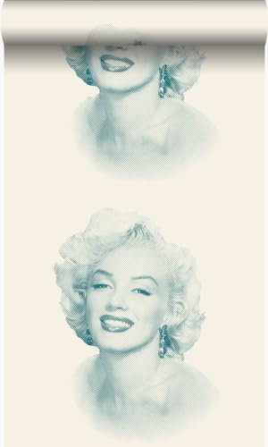 Origin Tapete Marilyn Monroe Weiß und Türkis 53 cm x 10.05 m