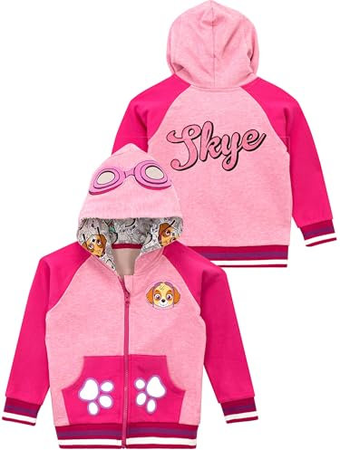 PAW PATROL Pullover Mädchen | Skye Zipper Hoodie | Glitzer Kapuzenpullover für Kinder Rose 104