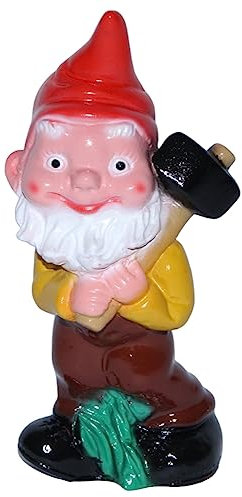 OMÜ Otto Müller Gartenzwerg Deko Gartenfigur Zwerg mit Hammer stehend H 18