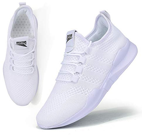 BUBUDENG Damen Sommerschuhe Turnschuhe Sportschuhe Freizeitschuhe Atmungsaktiv Laufschuhe Straßenlaufschuhe Sneaker Fitness Gym Schuhe Weiß,EU 40