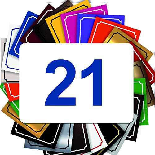 Briefkastennummer – Selbstklebendes PVC Schild mit Gravur – Personalisierte Hausnummer oder Briefkastenschild – MITTEL 7 x 5 cm (Weiß mit blauem Text)