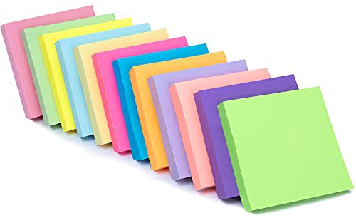 Sticky Notes, 12 Pack Stick Note Pad 12 Assorted Color Self Sticky Memo Pads for Office, School and Home Uses (Square Shape)